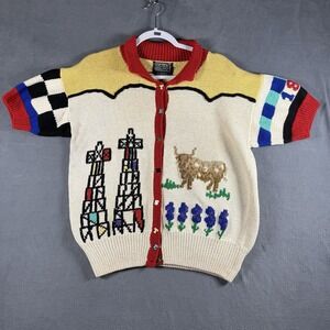 Vintage BEREK Texas Hand Knit Sweater Pima Cotton Marta D Western Art USA M
